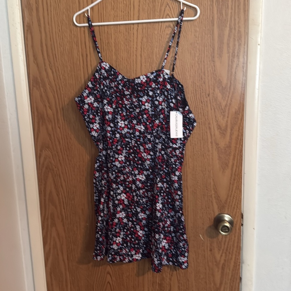 NWT Calvin Klein Jeans Slip Tank Floral Spaghetti Strap Summer Sundress XL Navy